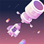 现代科技星空月亮卫星火箭星座机器探险车插画海报