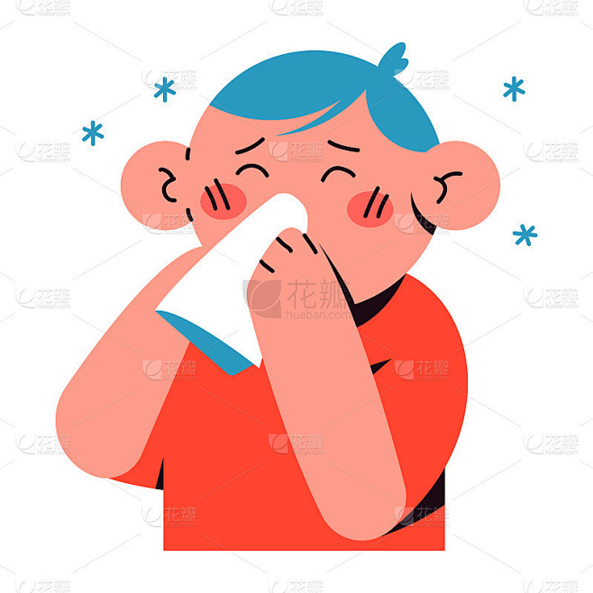 过敏病媒卡通插图孤立在白色背景上。