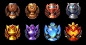 Reward assets : Cups, chests, rank and reward icons made for Heroes of Battle Cards game.Made of leather, wood, bronze, silver, gold, obsidian, diamond and lava@北坤人素材