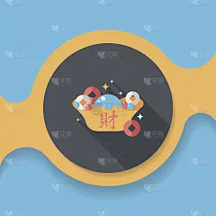 中国新年扁平图标与长影子，eps10