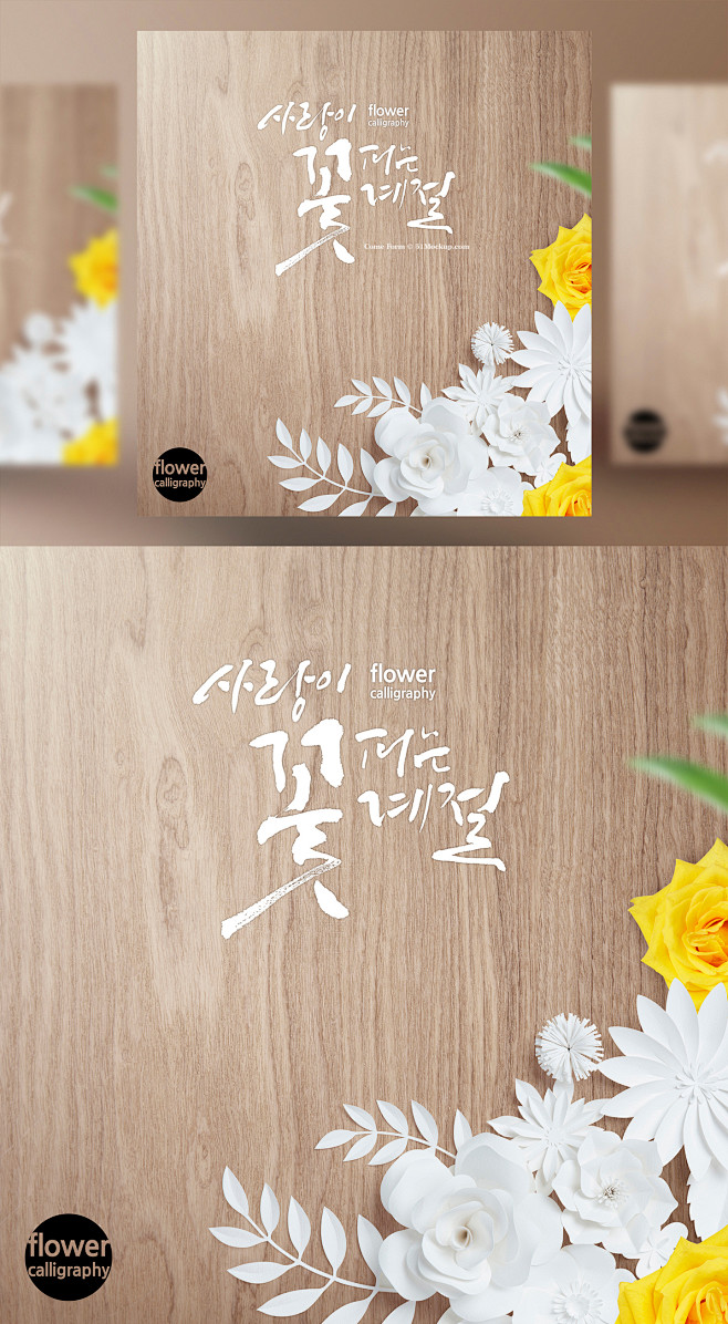 [模库]花卉剪纸 黄色玫瑰 木板背景 鲜...