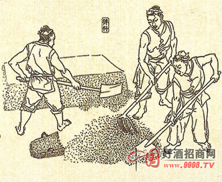 白酒酿造工艺流程图解-2.配料.将新料、...