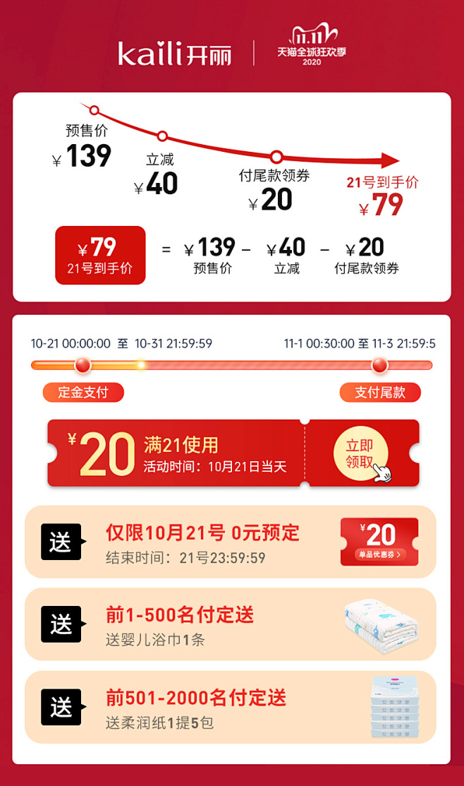 【10月21日预售开抢】开丽待产包秋冬季...