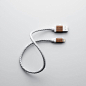 Le Cord WHITE LEATHER / DARK WOOD charging cable wrapped in textile: 