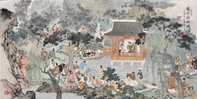 兰亭修禊图-花瓣网