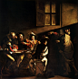卡拉瓦喬油畫作品「聖馬太蒙召喚」（1600 年）。　圖片來源：Wikimedia Commons