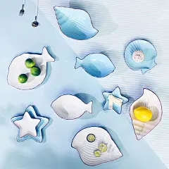 c-dokids日式清新海洋系列餐盘 儿童早餐创意陶瓷餐具鱼盘小碟子-淘宝网