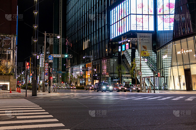 银座夜景，日本东京
