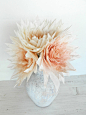 Five pieces of paper dahlias : The price is for 5 pieces. Of course you can order any bigger amount, a multiple of five is not obligatory, just let me know. Smaller amounts are unfortunately not available.  The flowers are made by hand from hand painted t