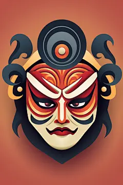 AI数字艺术国粹花脸京剧面具脸谱插画-众图网