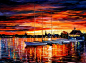 Leonid Afremov色彩斑斓的油画风景作品