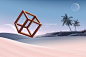 banner c4d originality 创意合成 创意海报 星球 未来 沙滩岛屿 科幻 虚拟
