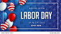 Labor day sale promotion advertising banner template decor with American flag balloons design .American labor day wallpaper.voucher discount.Vector illustration .