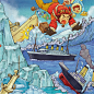 -Picture books- 环球探险记.追光北极 : Illustration for a picture book published in China. The story is about a boy who goes to see the Northern Lights in the North Pole to pray for his grandmother's health. On his way to the North Pole by boat, he gets shipwrecked