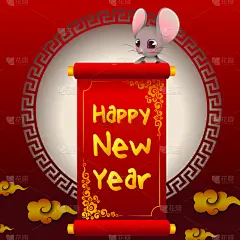 2020,春节,幸福,鼠年,可爱的,传统,贺卡,中文,动物,节日