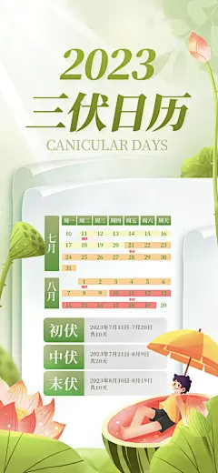 夏日初伏中伏三伏天海报