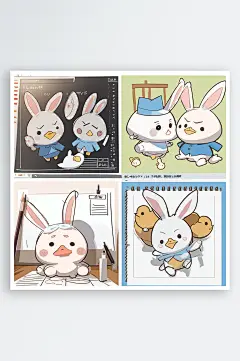 数字艺术漫画分格卡通兔子卡通表情包-众图网