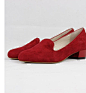 Vintage法兰绒质感玫瑰红低跟平底鞋