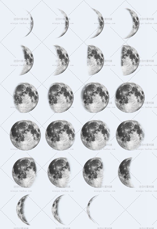 [编号090]月球月亮月相变化满月新月凸...