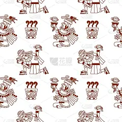 阿兹特克可可无缝图案设计。线的艺术风格。矢量插图。