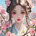 古风动漫少女，桃粉潘通色，粉色颜色浓郁桃花花神，面容精致，毛发精致，花朵盛开，CG，超细节，超高清，水彩画 (2)