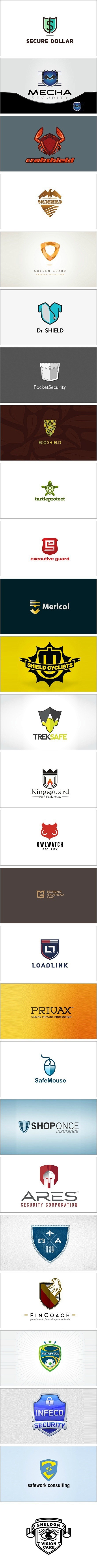 一组盾牌元素的logo设计
