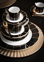 Black and gold Dinnerware at House of Fraser #dining #decor #tableware: 