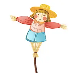 秋天立秋秋分一个稻草人免抠图秋季主题田地稻草人png素材秋天稻草人