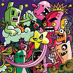 矢量插画怪兽和可爱的外星人友好, 酷, 可爱的手绘怪物收集矢量 Eps 10 插图.