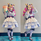 Hanabi on Instagram: “Cafe Cuties #gwen Lolita Ver. from #leagueoflegends All the purple ribbons, headress, choker and blueberry kitties are handmade by my…”