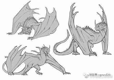龙翼，翱翔天际！来学习龙翼的画法吧，绘画参考分享（年轻人，怕爆肝吗？不怕就戳这里→：°欲学此课，必先成魔！九关过，业可成！） #原画# #轻微课#