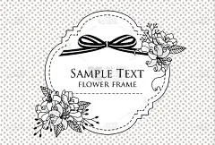 矢量插图手绘花和线画框