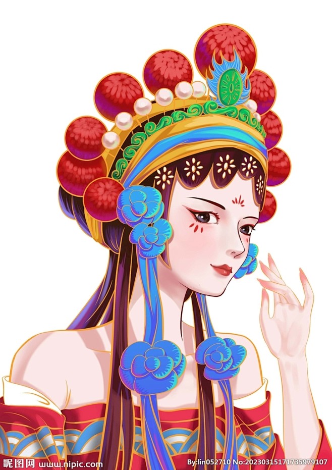 国潮风手绘京剧人物图片