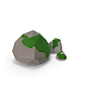 Low Poly Mossy Rocks Object