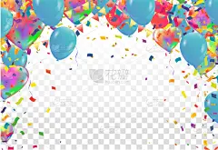 横幅,生日,五彩纸屑,气球,多色的,明亮,分离着色,周年纪念,请柬,事件