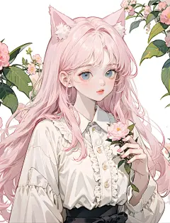 粉色猫耳·女生头像壁纸
