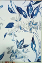 蓝星花，印花图案，纹样，水粉画