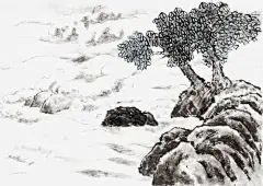 古风墨迹水墨高清素材 古风 山 松树 水墨山水 免抠png 设计图片 免费下载