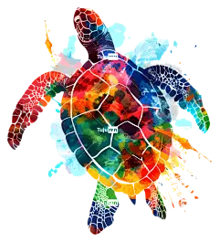 海龟剪影海龟画多彩的野生动物-海洋中海龟的彩色绘画