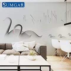 sumgar简约现代电视背景墙壁纸无纺布墙纸海洋鱼客厅无缝墙布抽象