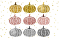 Gold pumpkin clip art : These are perfect for every projects: • Art prints • Logo • Packaging • Stationery • Merchandise • Website and Social Media Banner • Book cover • Invitations • and more! What you get • 9