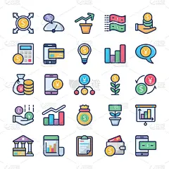 Investments And Finance Icons Set