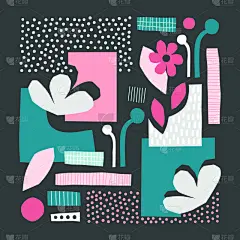 斑点,抽象,叶子,条纹,黑色背景,格子图案,可爱的,线条,贺卡,几何形状