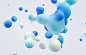 Photo abstract 3d art background. holographic floating liquid blobs, soap bubbles, metaballs.
