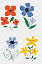 彩色可爱卡通花朵插画设计素材花朵免扣元素