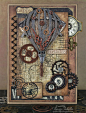 Steampunk birthday card by Tracey Sabella for Leaky Shed Studio.