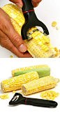 Easy Grip Corn Cutter // cuts whole rows of corn in one easy motion, uniformly & without mess or splatter.