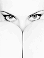 female eyes behind knees - black and white photo - #R0UGH PIN MIX: 