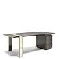 Lincoln L - Capital Collections : Wooden structure. Profiles and handles in metal. Marble insert. Sideboard with three shelves. Available left and right version