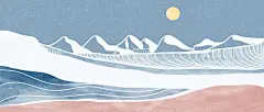  手绘素材   - 源文件下载【酷图网】手绘素材,雪山,手绘,日落,风景,背景,山,山脉,美景,插图,插画,水彩,水粉,装饰,日出,素材元素,明信片,装饰画,